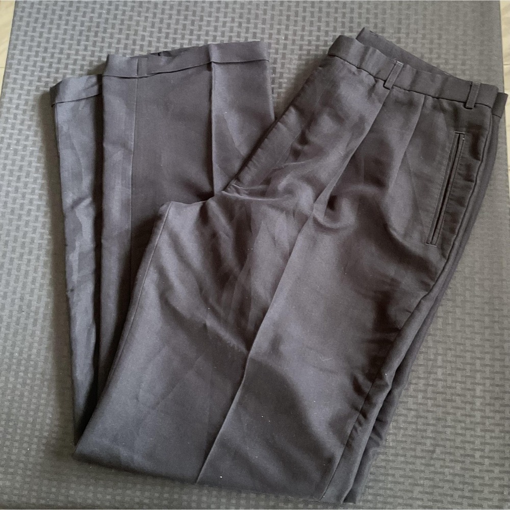 J Ferrar Dress Pants Mens 40x38 Black Flat Front Classic Fit Office Formal
